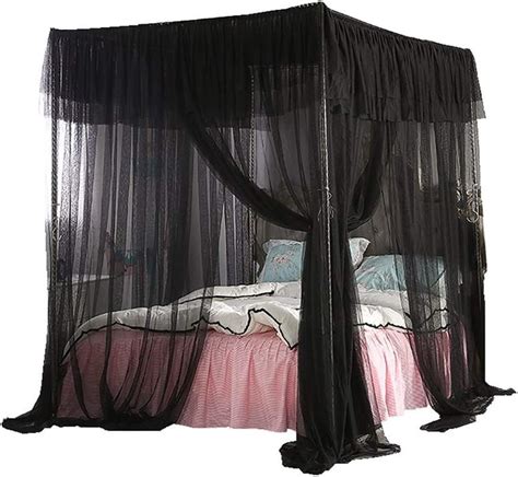 mengersi 4 corners post bed curtain canopy mosquito net indoor outdoor california king black