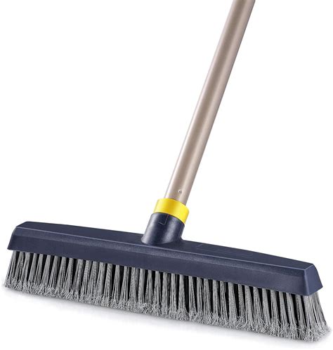 Yocada Push Broom Brush Stiff Bristles Broom Head Telescopic Heavy Duty Outdoor Commercial For