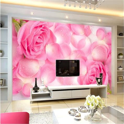 3d Wallpaper Home Decor Photo Background Hd Drops Rose