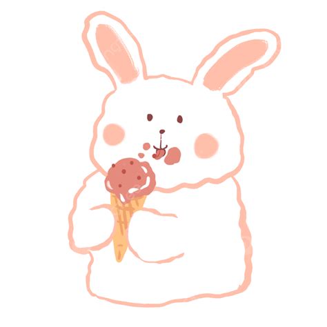 Eating Ice Cream Png Transparent Cute Korean Bunny Eat Ice Cream