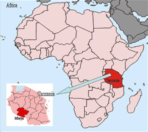 Map Of Africa Showing Tanzania