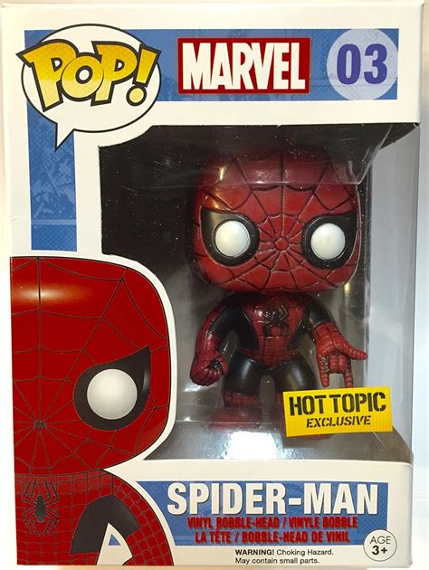 Funko Figurine Pop Marvel 03 Bobble Head Spider Man Rouge Et Noir
