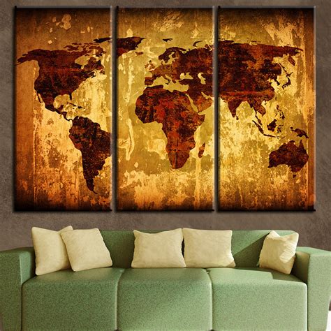 Vintage World Map Multi Panel Canvas Wall Art Elephantstock