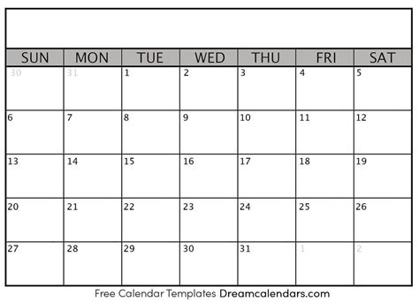 Create Your Printable Blank 30 Day Calendar Blank Calendar Template