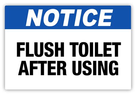 Notice Flush Toilet Label