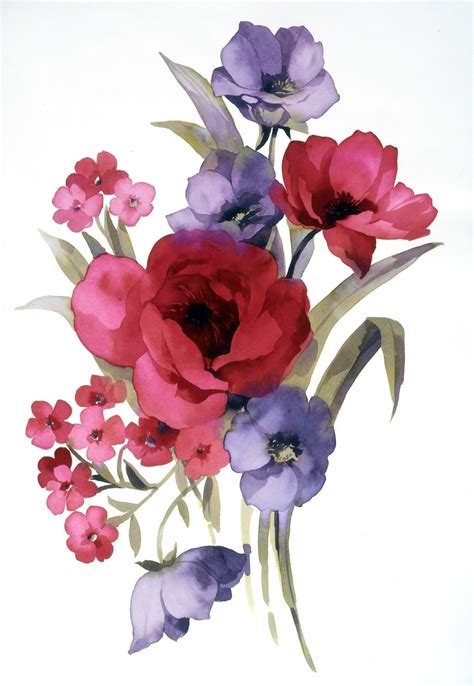 Blisse Design Studio Watercolour Bouquet Of Var Ous Flower