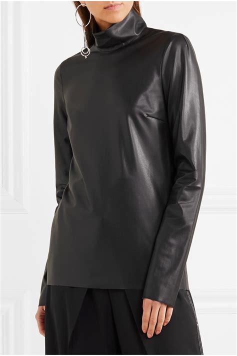 Bcbg cladiana black faux leather peplum top. JOSEPH Vienna Faux Leather Turtleneck Top in Black - Lyst