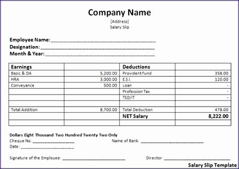 6 Basic Payslip Template Excel Excel Templates Excel Templates