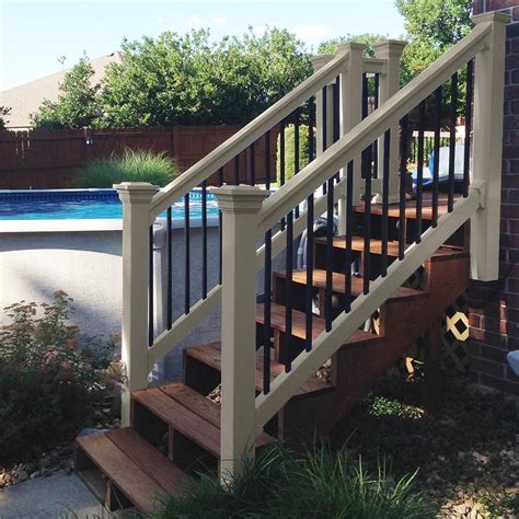 The stair railing sections include a top rail, a bottom rail, 2 aluminum support inserts, balusters, foot block, and fixed stair mounting. Weatherables Vilano 3 ft. x H 6 ft. W Vinyl Khaki Stair ...