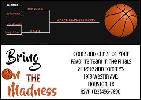 March Madness Party Invitation Template Postermywall