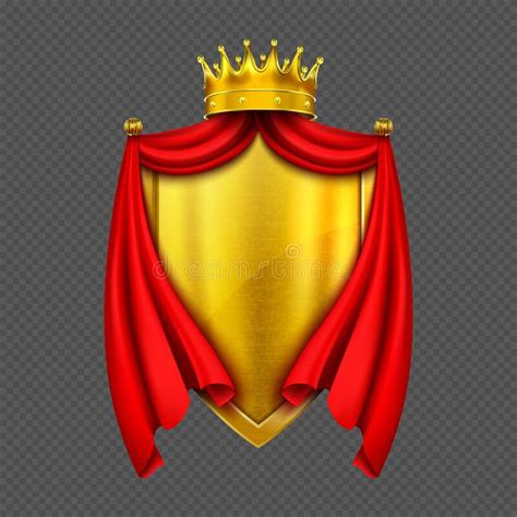 Coat Of Arms With Golden Monarch Crown And Shield Stock Vector