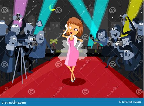 Hollywood Actress On The Red Carpet Stock Vector Illustration Of Idol