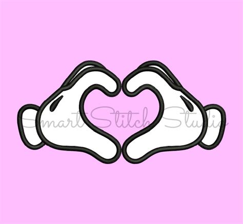 Mickey Mouse Hands Heart Applique Design Mickey Hands Etsy