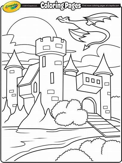 Castle Crayola Coloring Pages Dragon Flying Above