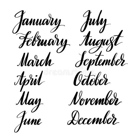 Months Of The Year By Hand Hand Drawn Creative Calligraphy And Brush