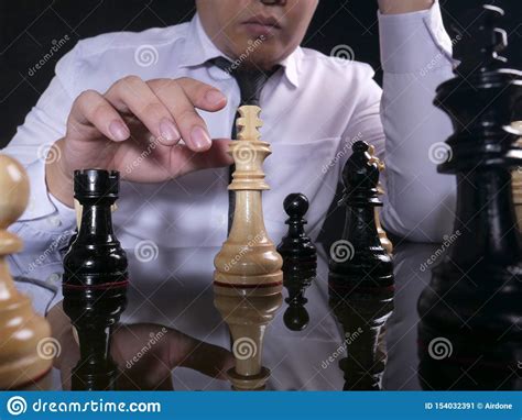 Businessman Playing Chess Stock Image Image Of Move 154032391
