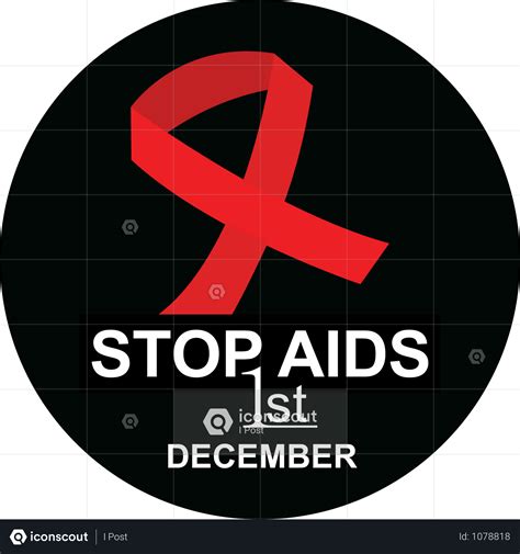 Premium Stop Aids Awareness Ribbon In Black Background Red Ribbon