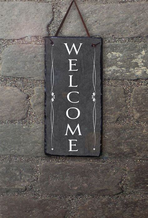 Outdoor Welcome Sign Slate Welcome Sign Outdoor Sign Outdoor Plaque