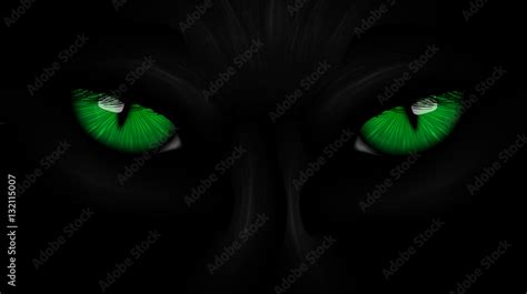 Green Eyes Black Panther On Dark Stock Vector Adobe Stock