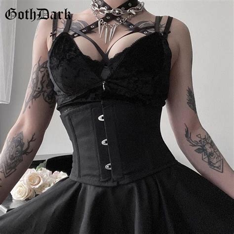 Gothic Bodycon Corset Emo Aesthetic Women Grunge Punk Black Etsy