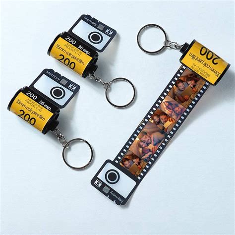 Personalized Keychains With 10 Photos Custom Camera Film Roll Keychain