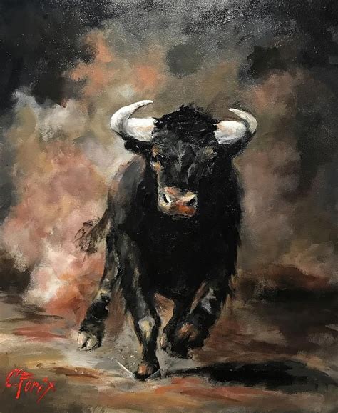 Bull Painting Raging Bull By Carole Foret In 2021 Bull Painting