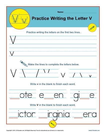 Letter V Worksheets Printable Handwriting Worksheet