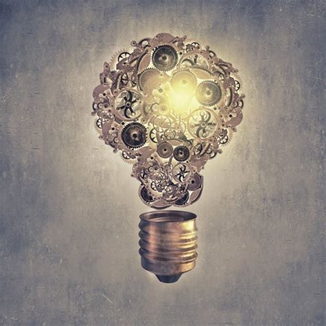 Electric Bulb With Gear Wheels Stock Image Everypixel