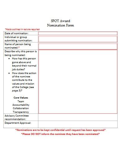Award Nomination Form 10 Examples Format How To Create Pdf