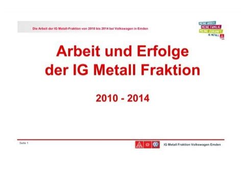 Arbeit Und Erfolge Der IG Metall Fraktion Bei VW Emden