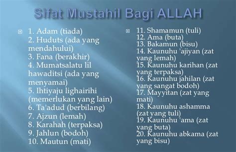 Sifat Mustahil Bagi Allah Beserta Artinya Dan Arabnya Mind Books