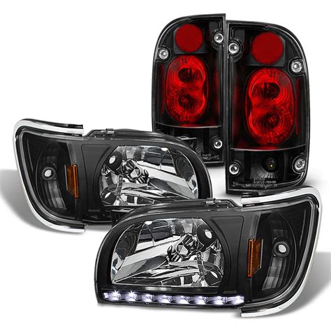 For 2001-2004 toyota tacoma led black headlight w/ corner+jdm blk tail
