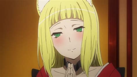 An Anime Character With Blonde Hair And Green Eyes Wearing A Cat Ears Headdress