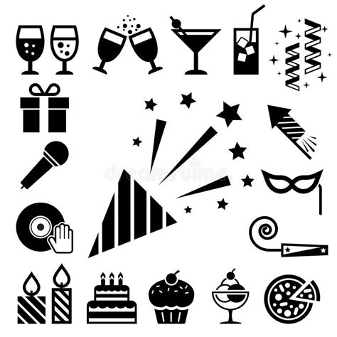 Party And Celebration Icon Set Stock Vector Illustration Of Ribbon