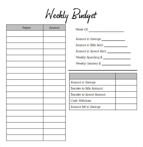 Weekly Budget Templates Free Ms Word Excel Pdf Weekly Budget Printable Printable