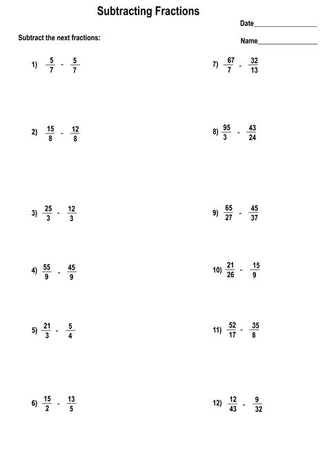 Add And Subtract Fractions With Unlike Denominators Worksheet Pdf