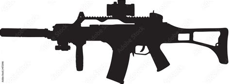 Military Assault Rifle Clip Art With Clipping Path Stock Illustration