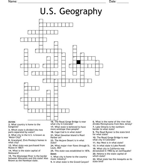 United States Crossword Puzzle Printable