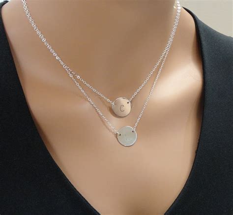 Layered Sterling Silver Monogram Necklace Layer Necklace Set