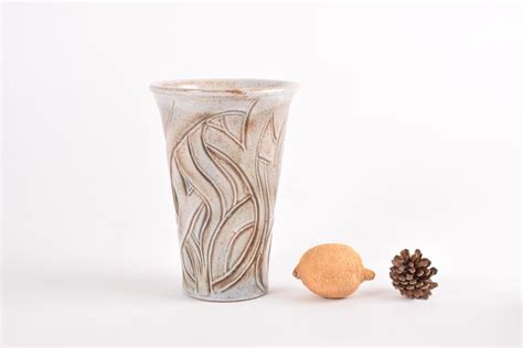 Danish Midcentury Vase Organic Shape By L Hjorth Ceramic Eva Sjögren Attributed For Sale At