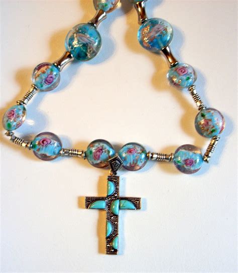 Vintage Turquoise Cross Necklace Sterling With Handmade Etsy