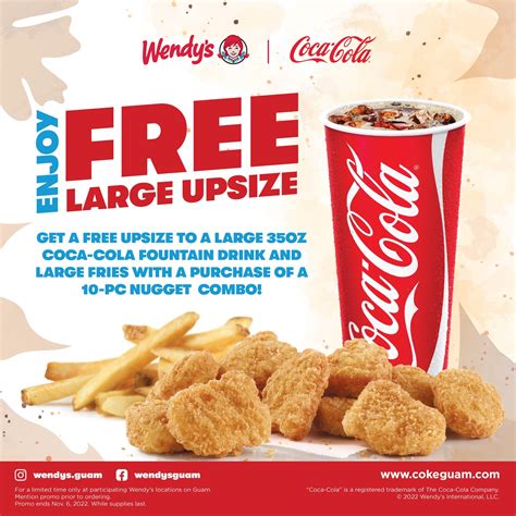 Wendy's Promo Alert: FREE Large Upsize Coco-Cola Drink & Fries - GPO Guam