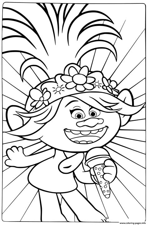 trolls world  singing  coloring pages printable
