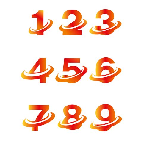 Numbers Set Logosone Two Three Four Five Six Seven Eight Nine Ten