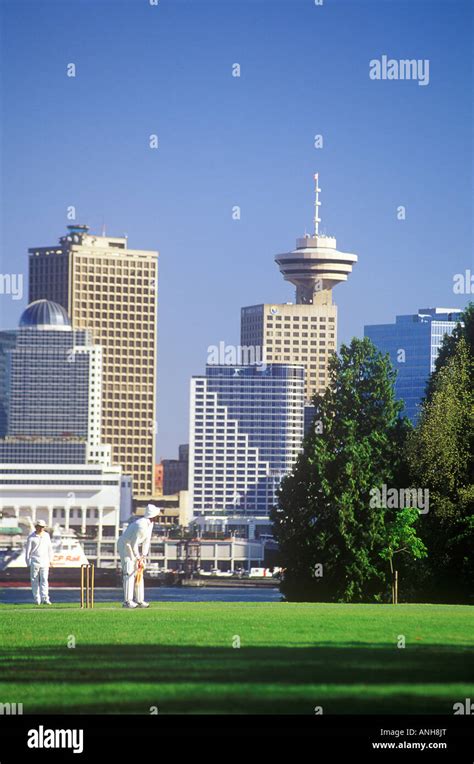 Players Enjoy A Game Of Cricket Stanley Park Vancouver British