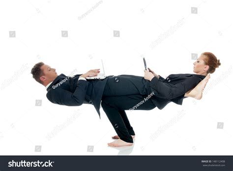 Busy Partners Posing Unreal Pose Laptops Stock Photo Shutterstock