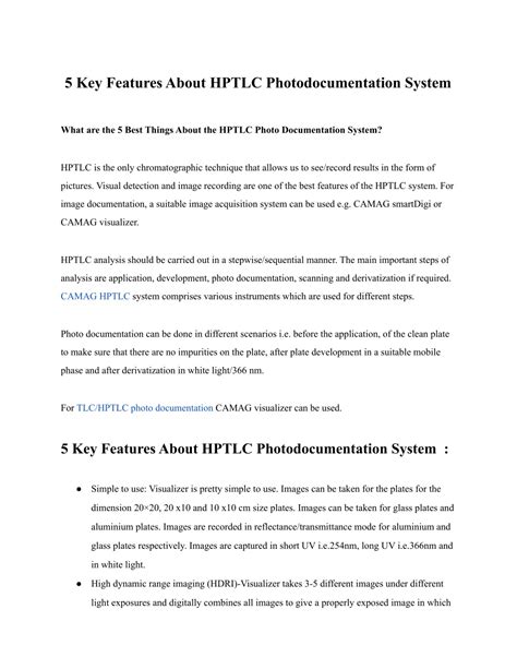 Ppt 5 Key Features About Hptlc Photodocumentation System Powerpoint