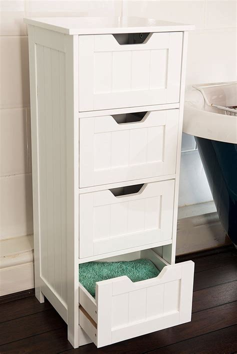 Buy now bathroom storage cabinet laundry toilet cupboard tallboy. White Storage Cabinet. 4 Large Drawers. Bathroom Or ...