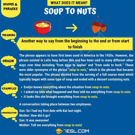 Soup To Nuts How To Use The Idiomatic Phrase Soup To Nuts • 7esl