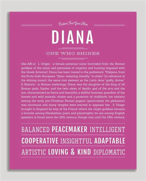 Diana Name Art Print Personalized Art Print Classic Names Name Art
